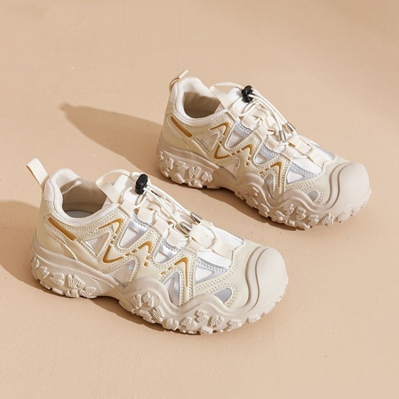 Guipure Lace Panel - Ladies Outdoor Trekking Sneakers Mesh Breathable