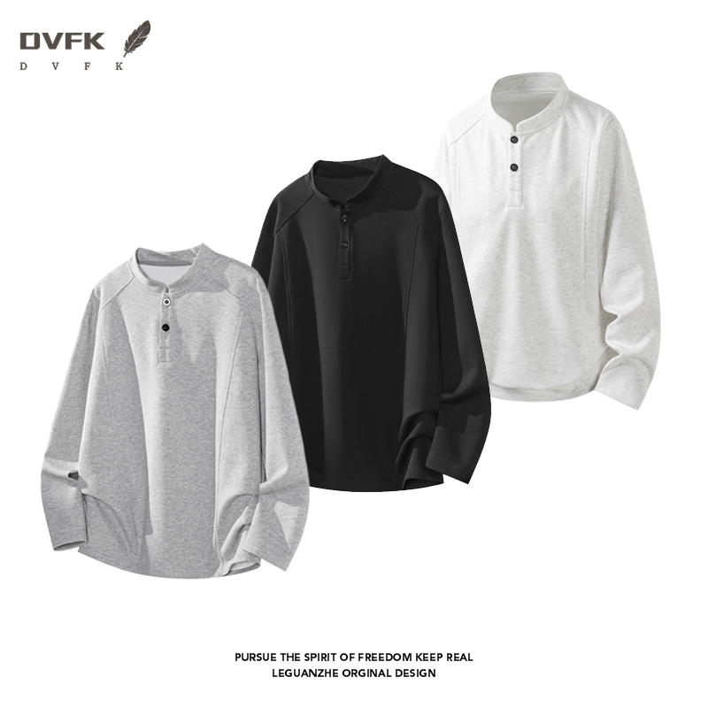 Embellish Knit - Men Raglan Sleeve Henley Long Sleeve