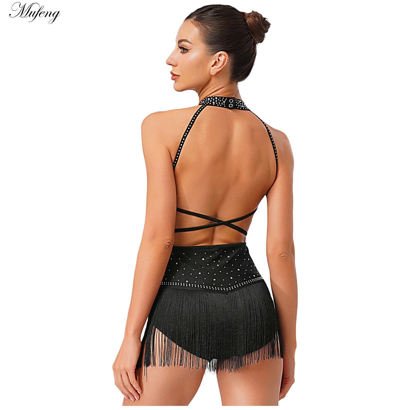 Women Dance Rhythmic Dresses S - Rhinestone Banding Trim recension och pris