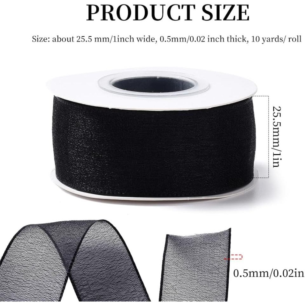 1 Inch Black Organza Ribbon Wi - Organza Ribbon Spool recension och pris