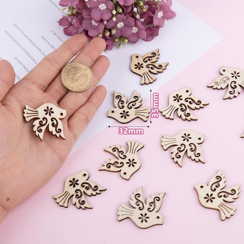 50pcs Unfinished Wooden Peace  - Embellish Craft recension och pris