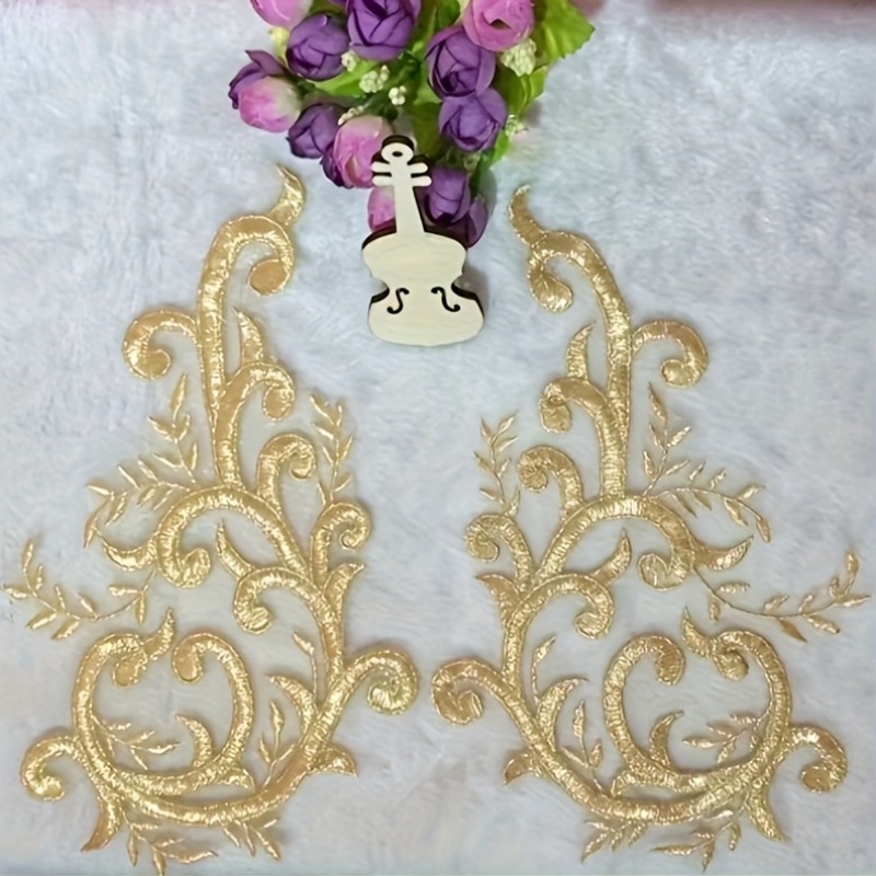 2Pairs  Gold Lace Fabric Flowe - Applique Patch Flower recension och pris