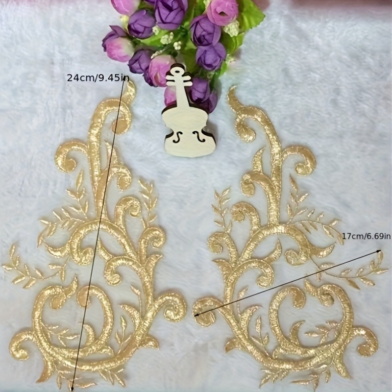 2Pairs  Gold Lace Fabric Flowe - Applique Patch Flower recension och pris