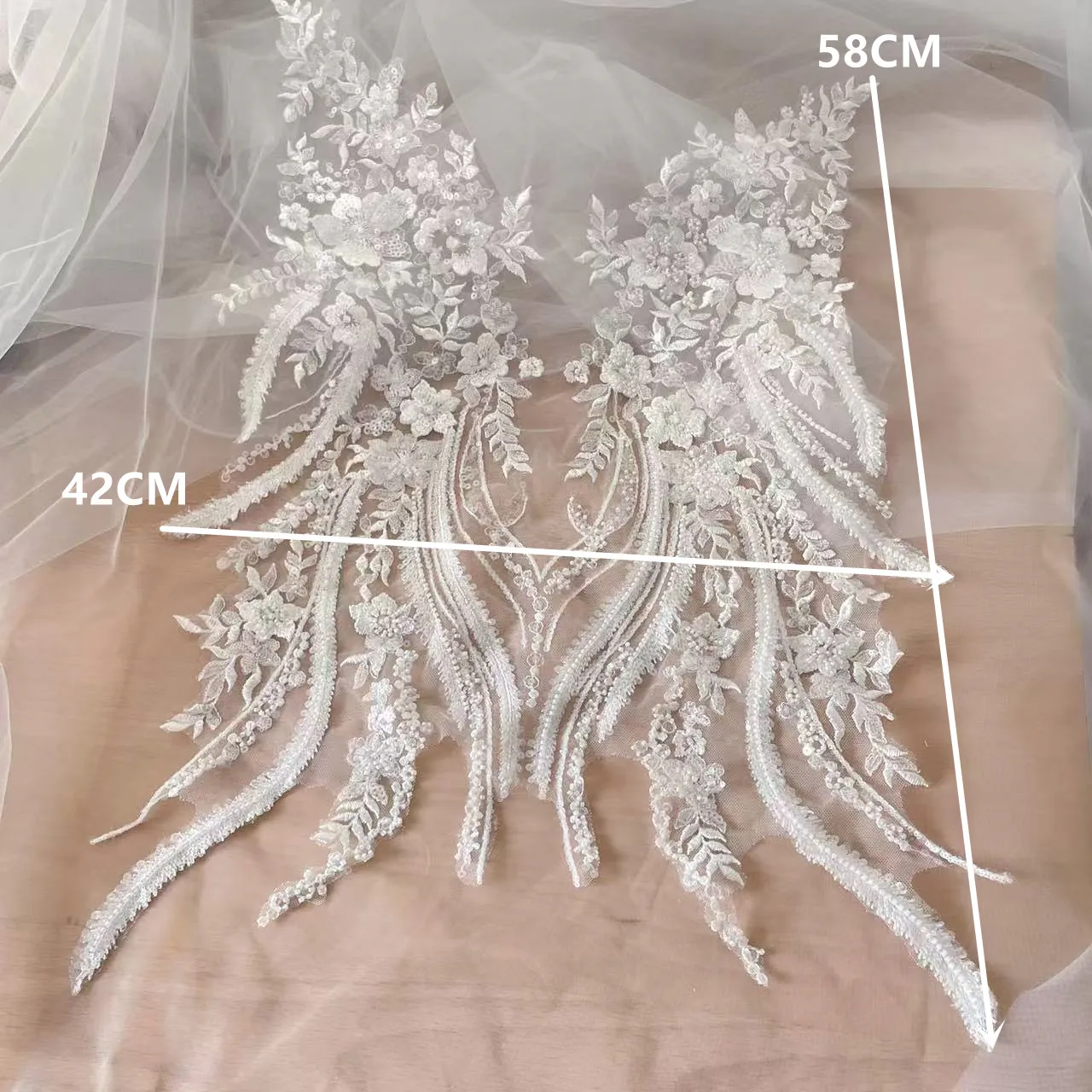New Beaded Sequins Lace Mirror - Applique Patch Flower recension och pris